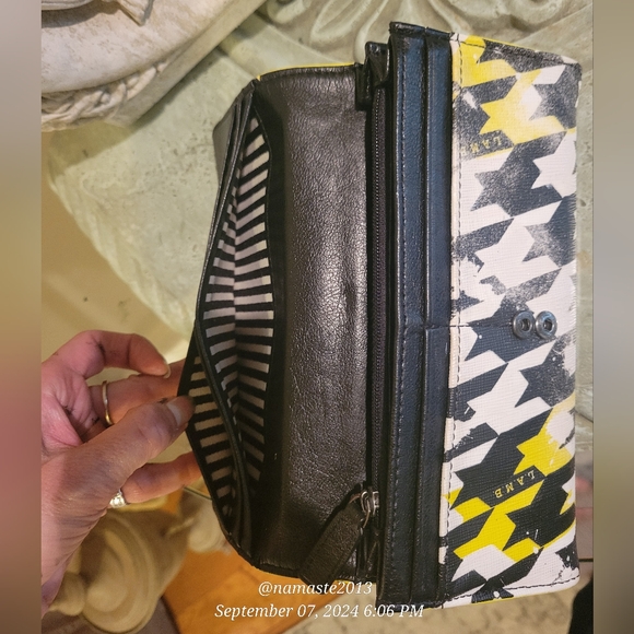 L.A.M.B. Gwen Stefani Acid Wash Wallet Leather Canvas Designer Celebrity #28 - Picture 9 of 13